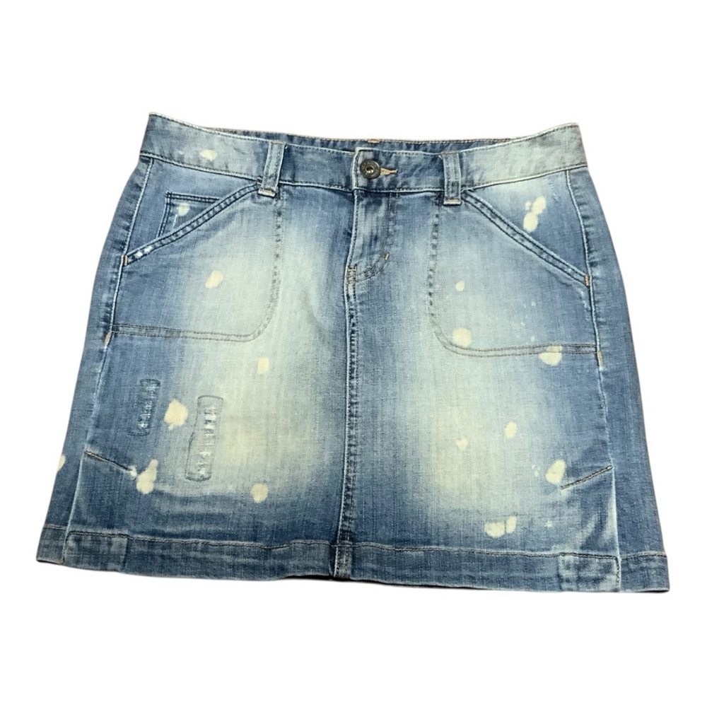 Calvin Klein Jeans Y2K Denim Mini Skirt Size 4 Bleach Splatter Distressed